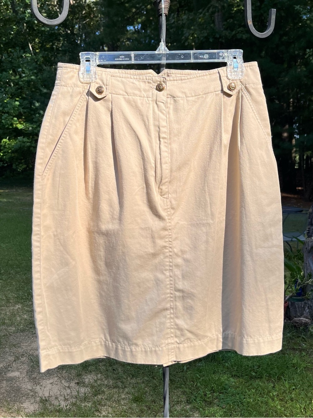 80s Liz Claiborne Khaki Tan Mini Skirt Size 12 Neutral Minimal Classic Basics